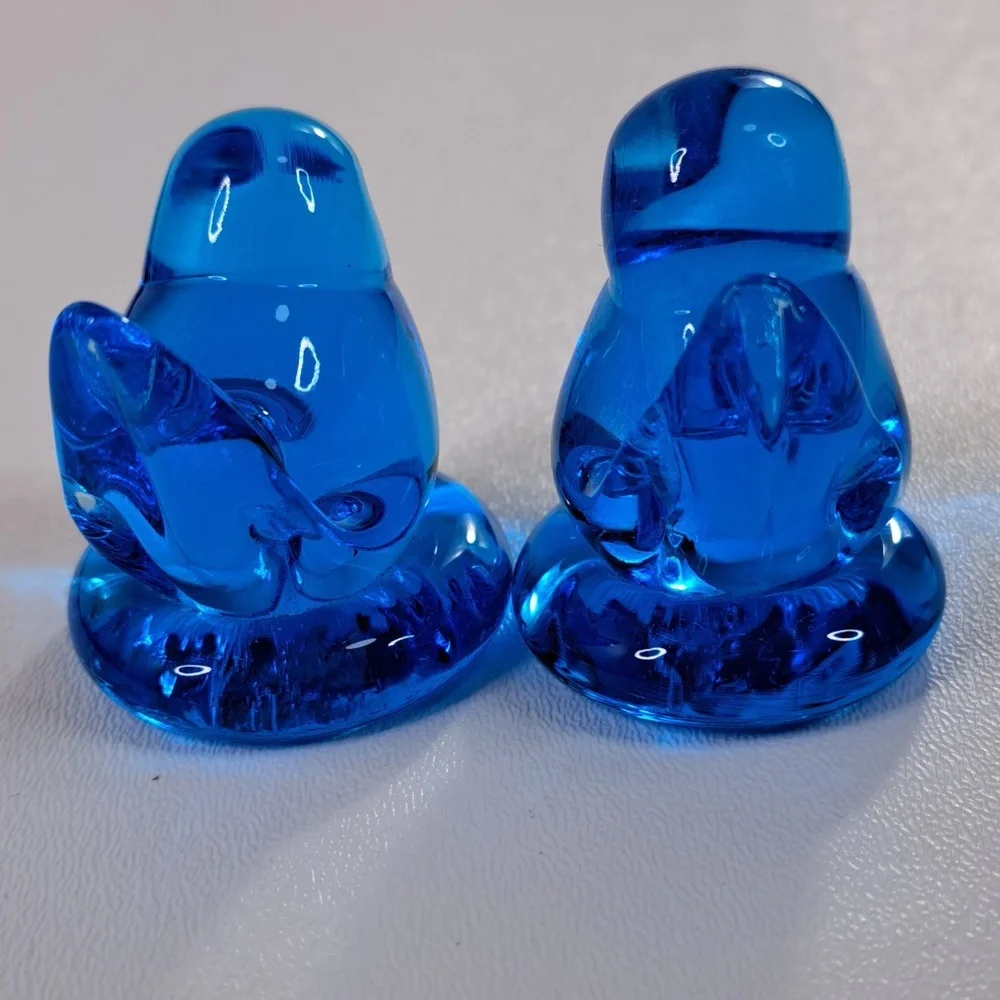 2 Leo Ward Glass Blue Bird of Happiness Signed Figurine USA - Picture 5 of 14
